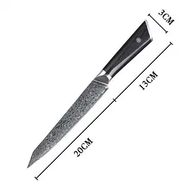 Ніж слайсер Damascus DK-LKB 5003 AUS-10 дамаська сталь 67 шарів лезо 20 см - мініатюра 2