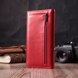 Вертикальний жіночий гаманець на магнітах із натуральної шкіри ST Leather 22539 червоний - мініатюра 8