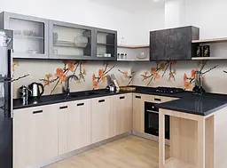 Кухонний фартух Квітучі гілки вінілової троянди для кухні 65х250 см Квіти Помаранчевий Happy Pocket Z184729 - мініатюра 4
