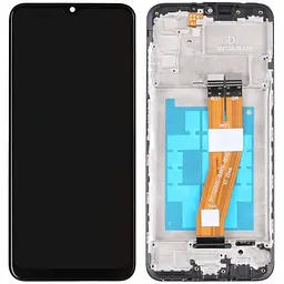 Дисплей Samsung A037 Galaxy A03s чорний, 160.5 x 72 мм, з жовтим шлейфом, з рамкою