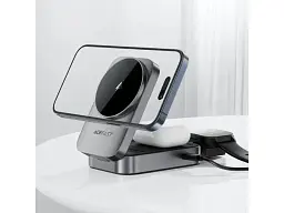 Бездротовий зарядний пристрій Acefast E22 Desktop 3-in-1 Metal Gray (6974316284079) - мініатюра 4