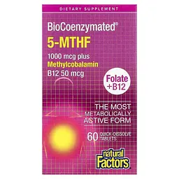 Амінокислота BioCoenzymated Methylfolate 1000 mcg, 60 таблеток Natural Factors vit0004024 - мініатюра 3