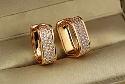 Сережки Xuping Jewelry квадратні кільця 1.8 см золотисті - мініатюра 2