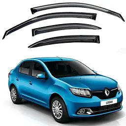 Дефлектори вікон для Renault Logan II 2012-2020 Седан на скотчі (Acrylic) AMR13114 - мініатюра 3