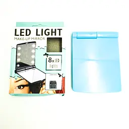 Дзеркало кишенькове дорожнє з LED підсвічуванням складне міні дзеркальце Make ap Mirror блакитний - мініатюра 5
