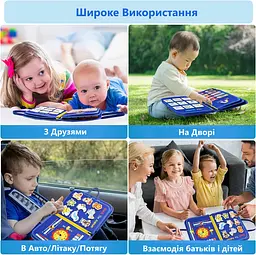 Бізіборд - тактильна м'яка книга для дітей / розвиваюча інтерактивна бізі-книга у вигляді сумочки, монтессорі - мініатюра 5