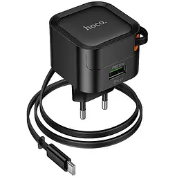 МЗП Hoco C154A Changer With Retractable Cable Type-C PD20W+QC3.0 (1USB-C) Black - мініатюра 6