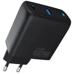 Мережевий зарядний пристрій Proove Silicone Power, Black, 45 Вт, 1xType-C (25 Вт, PD3.0) / 1xUSB (20 Вт, QC3.0) (WCSP45110001)