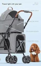 Коляска для 2 тварин зі знімними переносками Bello LD03F Grey - мініатюра 4