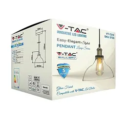 Підвісний світильник 1F Прозоре скло V-TAC