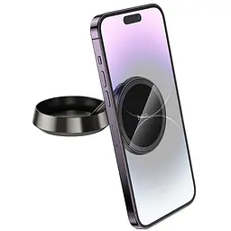 Автоутримувач H83 Metal ring magnetic (center console) Metal grey Hoco teh0029281 - мініатюра 2