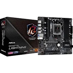 Материнська плата ASRock AM5 B650M PG Lightning, B650, 4xDDR5, Int.Video (CPU), 4xSATA3, 3xM.2, 1xPCI-E 4.0x16, 1xPCI-E 3.0x16, 1xM2. 9xUSB3.2/8xUSB2.0, HDMI/DP, MicroATX - мініатюра 2