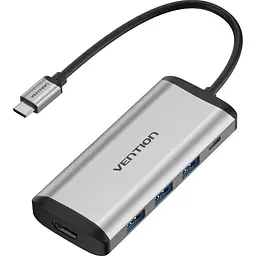 USB-Хаб Vention Type-C to HDMI/USB3.0*3/PD Converter 0.15M Gray Metal Type (CNBHB)