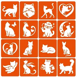 Набір трафаретів для біо-тату "Котики" Fresh Tattoo cats-6x6-16
