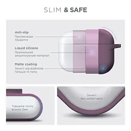 Силіконовий чохол для навушників Apple AirPods Pro, Hang Case, фіолетовий, ультратонкий захисний кейс товщиною 2 мм, захист від подряпин, пилу та ударів, компактний, з карабіном для кріплення, ArmorStandart (ARM56069) - мініатюра 3