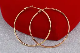Сережки кільця Xuping Jewelry 6 см гладкі золотисті - мініатюра 2
