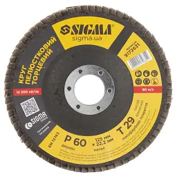 Круг зачистний Sigma пелюстковий торцевий Т29 (конічний) 125мм P60 (9172631) - мініатюра 2