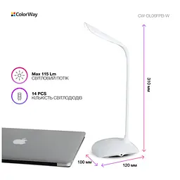 Настільна лампа ColorWay LED Portable & Flexible with built-in accumulator 500mAh (CW-DL06FPB-W) - мініатюра 7