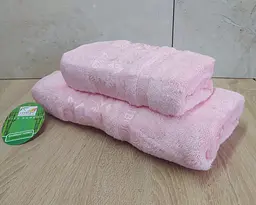 Набір турецьких бамбукових махрових рушників Cestepe 50х90+70х140 Bamboo Cicek Pink - мініатюра 3