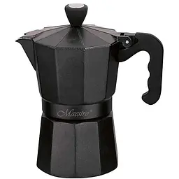 Кавоварка алюмінієва гейзерна Maestro MR-1666-6-BLACK 300 мл чорна