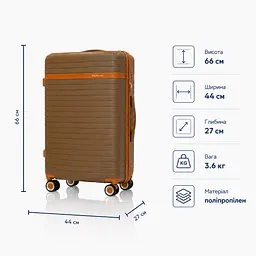 Валіза з розширенням Madisson 63703 середня 65л коричнева (63703-M-Brown) - мініатюра 2