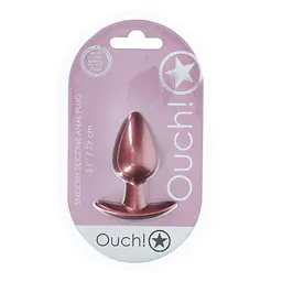 Анальна пробка Ouch! Smooth Anal Plug Metallic M 7.9 см (рожеве золото) - мініатюра 3