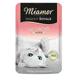 Вологий корм для котів Miamor Ragout Royale mit Lachs МІАМОР ЛОСЬ шматочки в желе беззерновий повнораційний, пауч 100г