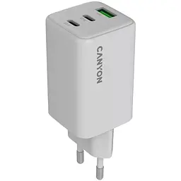 Зарядний пристрій Canyon CU65ACC GaN 65 Вт 2xPD 1xQC EU білий (CNS-CUW65ACC)