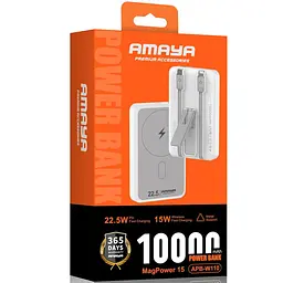 Портативний ЗП Power Bank Amaya XN-T181 15W+PD22.5W with cable 10000 mAh White - мініатюра 2