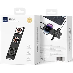 БЗП Wi-W001 3 in 1 Wireless Charger Black Wiwu teh0029876 - мініатюра 5