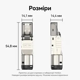 Екранований мережевий штекер Vention 10 шт. конектор RJ45 8P8C Cat6A FTP для мереж 10 Гбіт/с монтаж без обтискних кліщів для жил 23–26 AWG для кабелю діаметром до 8,7 мм організатор для проводів діаметром до 1,6 мм багаторазове використання схеми T568A і T568B фіксація кабелю стопорною гайкою позолочені контакти сірий (IDPH0-10) - мініатюра 6
