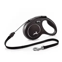 Повідець-рулетка для собак Flexi New Classic M, трос 5 м, до 20 кг, чорний