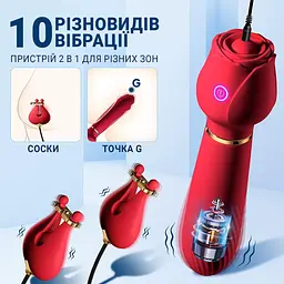 Силіконовий вібратор з віброзатискачами для сосків 16,8 см 10 режимів рожеві - мініатюра 3