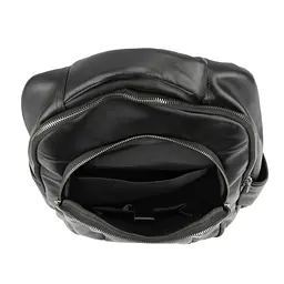Чоловічий шкіряний рюкзак чорний Tiding Bag 1665A - мініатюра 7