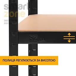 Стелаж металевий 180х90х40 см ЧОРНИЙ 5 полиць МДФ БОНА-4 для дому, комори, на балкон - мініатюра 3