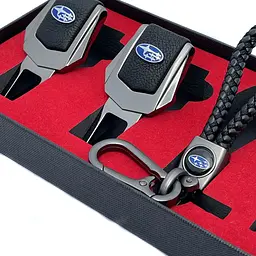 Набір №1 для Subaru із заглушками та брелоком з логотипом темний хром - мініатюра 2
