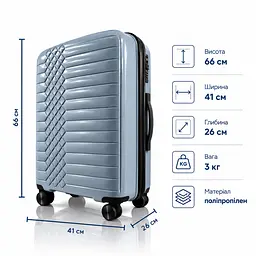 Валіза з поліпропілену Fashion 131 середня 62л блакитна (131-M-LightBlue) - мініатюра 2