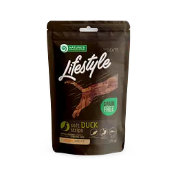 Ласощі для котів, м'які смужки з качки, Nature's Protection Lifestyle Snack For Cats Soft Duck Strips, 75г