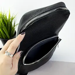 Сумка-рюкзак чоловіча шкіряна Handycover S302 чорна через плече - мініатюра 4