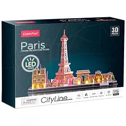 Тривимірна головоломка-конструктор CubicFun City Line Париж, з Led підсвіткою, 115 елементів (L525h) - мініатюра 2
