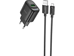 Мережевий зарядний пристрій Hoco C140A Smart Type-A to MicroUSB cable Black (6942007627801) - мініатюра 2