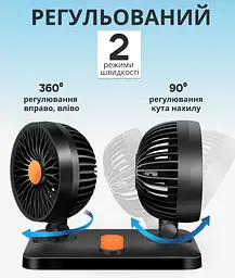 Вентилятор автомобільний 5 дюймів 12V з регулятором швидкості - мініатюра 10