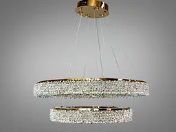 Розкішна підвісна LED люстра Diasha 7932/800+500S-gold золота кришталева 71 см 126W з пультом - мініатюра 4