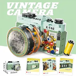 Конструктор фотоапарат ZHEGAO дитячий РЕТРО CAMERA для дітей та дорослих 455 деталей - мініатюра 2
