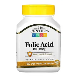 Фолієва кислота, Folic Acid 800 мкг - 180 таблеток