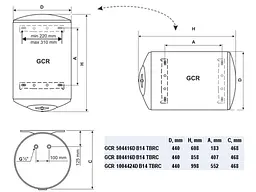 Накопичувальний водонагрівач Tesy Anticalc Reversible GCR 8044 16D B14 TBRC (304852) - мініатюра 3