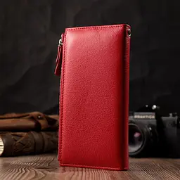 Жіночий вертикальний гаманець з натуральної шкіри ST Leather 22536 червоний