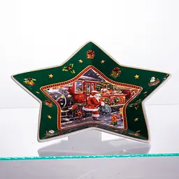 Блюдо сервірувальне новорічне для закусок Santa 25.5 з порцеляни Yiwu HP-SDHK-20 - мініатюра 4