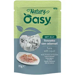 Вологий корм Oasy Cat Wet Natury для дорослих котів тунець з кальмаром 70 г