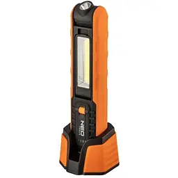 Neo Tools Ліхтар інспекційний, 500 люмен, 5 Вт + 1 Вт, USB, база + ЗУ, 2600 мАг, 3.7 Li-ion, COB LED, IP20